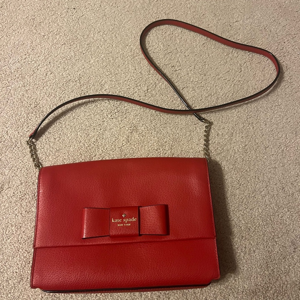 Kate Spade Vibrant Red Crossbody Bag with Bow
